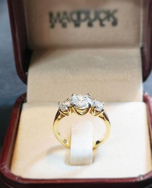 Madduckjewels แหวนทองคำแท้ 18K (ทอง 75%) CZ / โมอิส (Moissanite) / เพชร Lab Grown แหวนแต่งงาน แหวนหมั้น RG1415-Y18