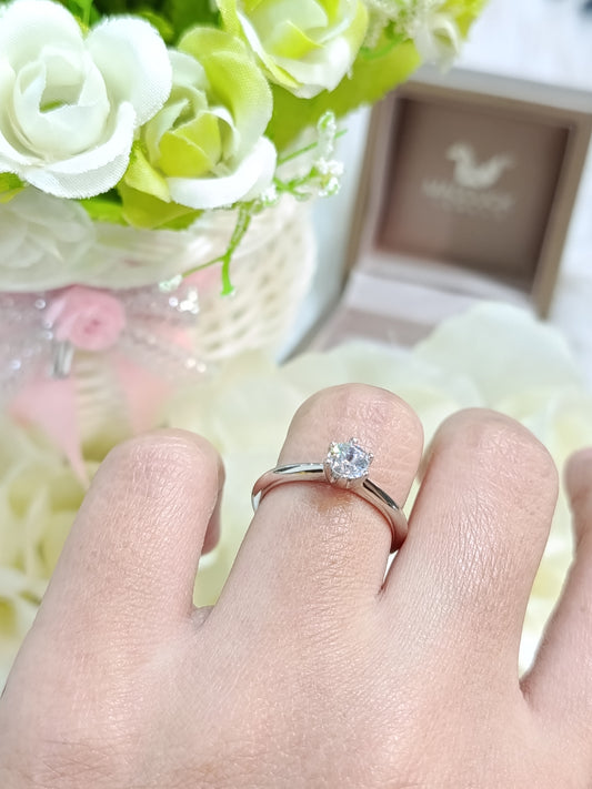 Madduckjewels แหวนเงินแท้ 925 CZ / โมอิส (Moissanite) / เพชร Lab Grown ชุบโรเดียม แหวนหมั้น แหวนแต่งงาน RG1544