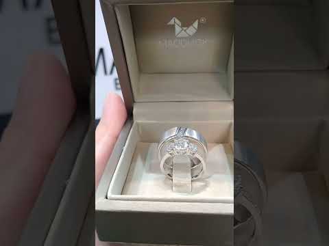 Cubiz Zirconia Sterling Silver 925 couple Rings with Rhodium plated / RG1938WGR-RG1733