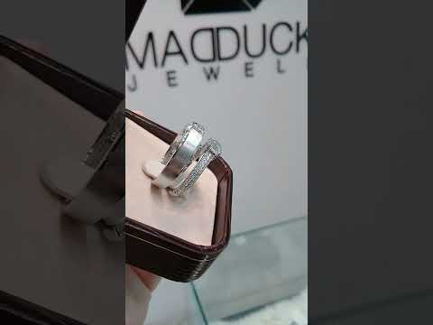 Madduckjewels แหวนเงินแท้ เพชร CZ ชุบโรเดียม RG1631WGR-RG1621