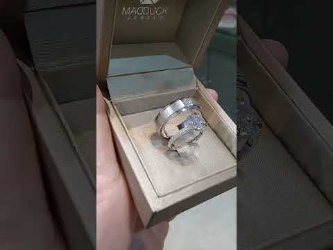 Madduckjewels แหวนเงินแท้ เพชร CZ ชุบโรเดียม RG1818WGR-RG1616