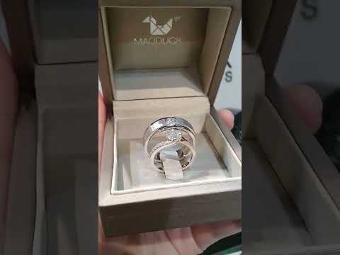 Madduckjewels แหวนเงินแท้ เพชร CZ ชุบโรเดียม RG1818WGR-RG1561