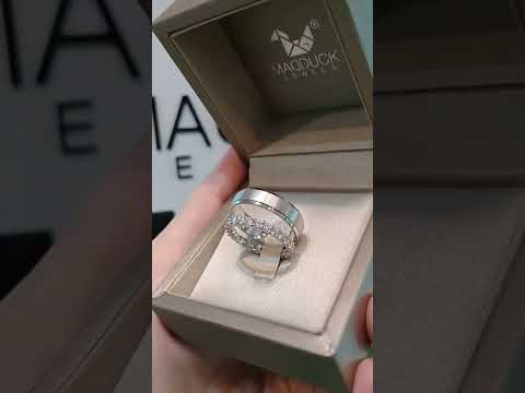 Madduckjewels แหวนเงินแท้ เพชร CZ ชุบโรเดียม RG1629WGR-RG1428