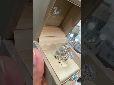 Madduckjewels แหวนเงินแท้ เพชร CZ ชุบโรเดียม RG1716WGR-RG1623