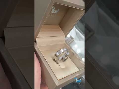 Cubiz Zirconia Sterling Silver 925 couple Rings with Rhodium plated / RG2001WGR-RG1526