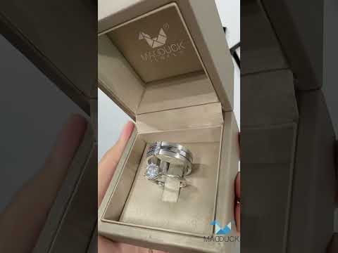 Cubiz Zirconia Sterling Silver 925 couple Rings with Rhodium plated / RG1445WGR-RG1416