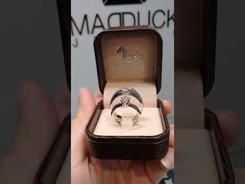 Madduckjewels แหวนเงินแท้ เพชร CZ ชุบโรเดียม RG1631WGR-RG1544