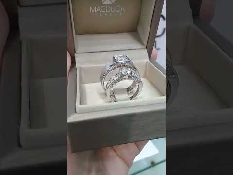 Madduckjewels แหวนเงินแท้ เพชร CZ ชุบโรเดียม RG1716WGR-RG1607