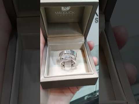 Cubiz Zirconia Sterling Silver 925 couple Rings with Rhodium plated / RG2001WGR-RG1561