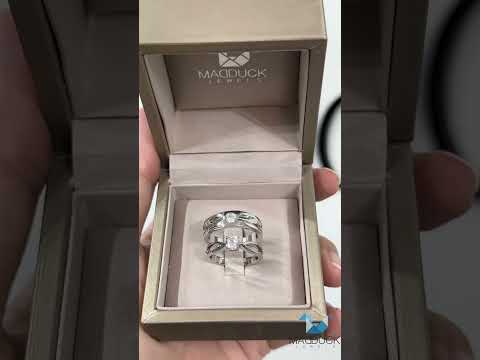 Madduckjewels แหวนเงินแท้ เพชร CZ ชุบโรเดียม RG1520-RG1521