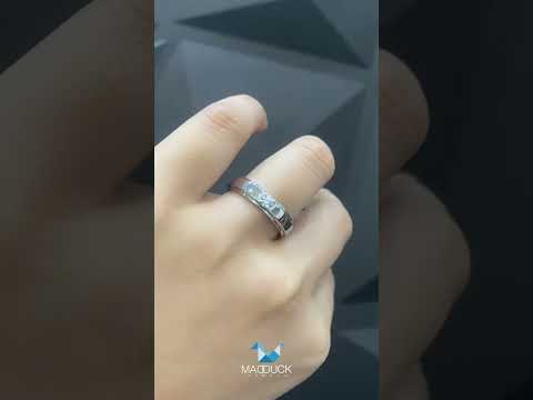 Madduckjewels แหวนเงินแท้ เพชร CZ ชุบโรเดียม RG1419 แหวนกว้าง 4mm