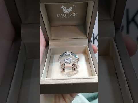 Madduckjewels แหวนเงินแท้ เพชร CZ ชุบโรเดียม RG1634WGR-RG1635