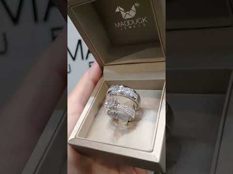 Madduckjewels แหวนเงินแท้ เพชร CZ ชุบโรเดียม RG1625-RG1912