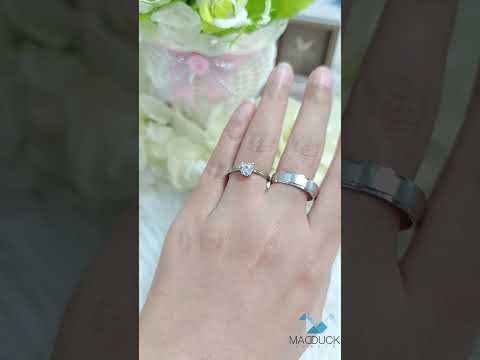 Madduckjewels แหวนเงินแท้ เพชร CZ ชุบโรเดียม RG1629WGR-RG1722