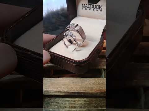 Madduckjewels แหวนเงินแท้ เพชร CZ ชุบโรเดียม RG1826WGR-RG1733