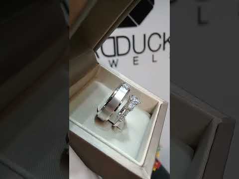 Cubiz Zirconia Sterling Silver 925 couple Rings with Rhodium plated / RG1418WGR-RG1733