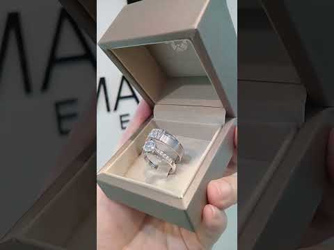 Madduckjewels แหวนเงินแท้ เพชร CZ ชุบโรเดียม RG1716WGR-RG1726