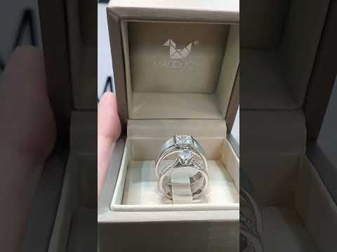 Madduckjewels แหวนเงินแท้ เพชร CZ ชุบโรเดียม RG1716WGR-RG1526