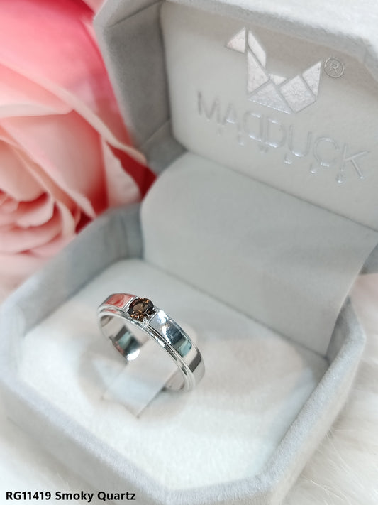 Madduckjewels | แหวนพลอยแท้ สโมคกี้ควอตซ์ Smoky quartz | เงินแท้ 925 ชุบโรเดียม | RG1419sm