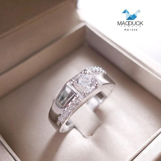 Unisex / male / female ring – CZ in 9K white gold by Madduck Jewels