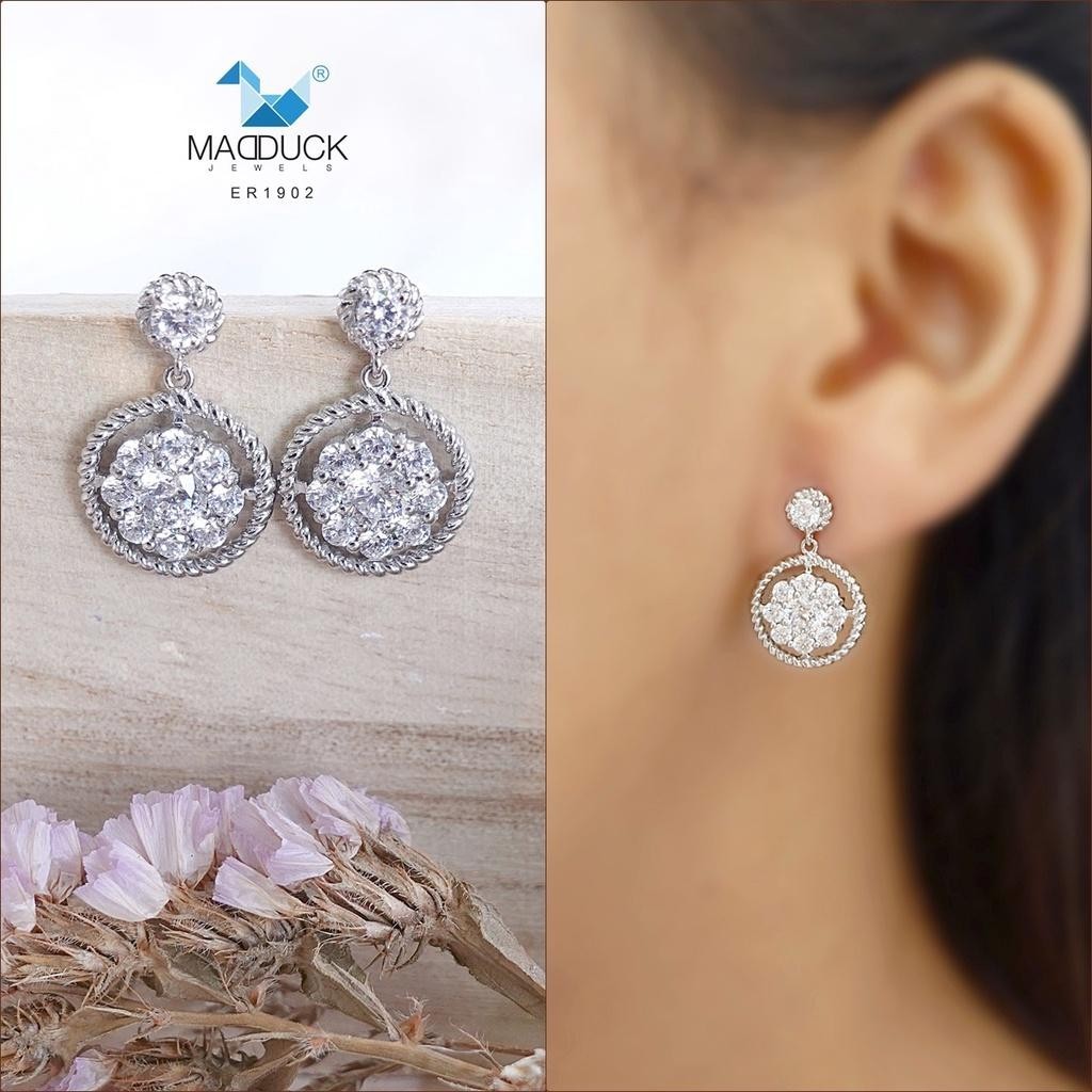 Floral-Inspired Cluster CZ Earrings in 925 Silver – Stud Style
