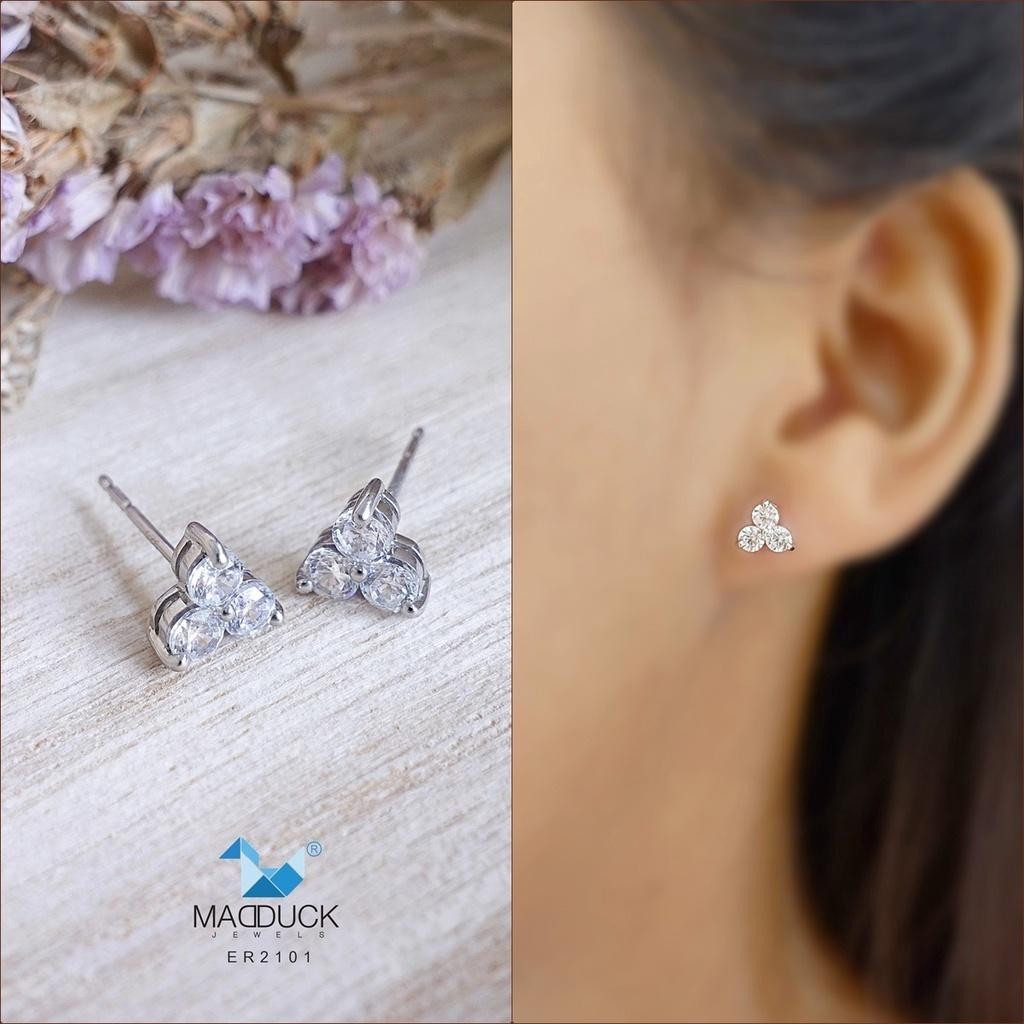 Minimalist CZ Stud Earrings in 925 Silver – Triangle Design