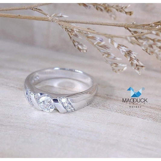 Unisex / male / female ring – CZ in 9K white gold by Madduck Jewels