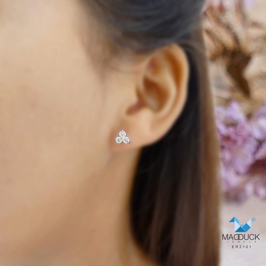 Minimalist CZ Stud Earrings in 925 Silver – Triangle Design