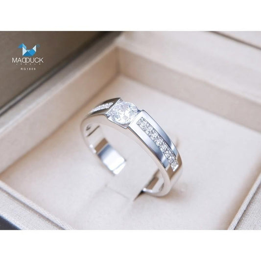 Unisex / male / female ring – CZ in 9K white gold by Madduck Jewels