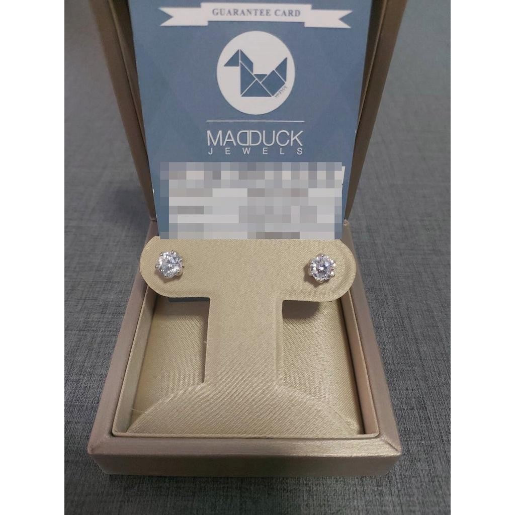 Minimalist CZ Stud Earrings in 925 Silver – Round Solitaire Design