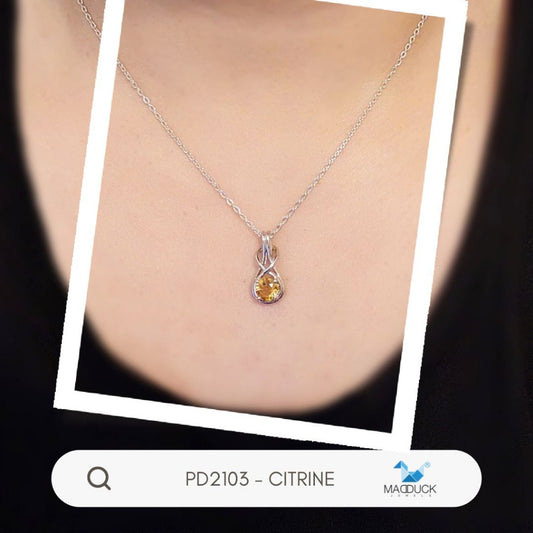 Sterling silver pendant with Citrine | Madduck Jewels – จี้เงินแท้ 925 ฝังพลอยซิทริน