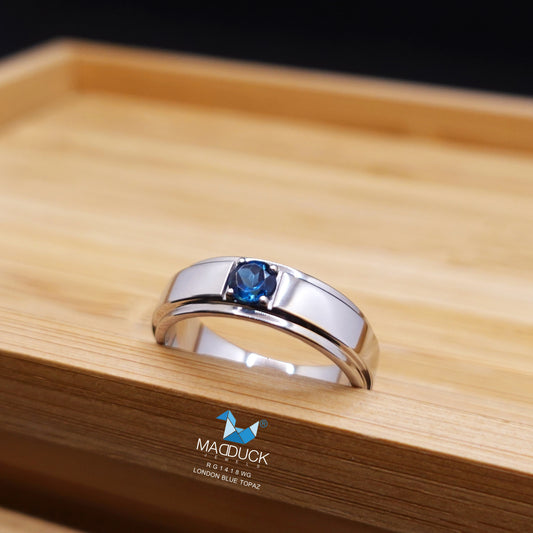 Madduckjewels | แหวนพลอยแท้ London Blue Topaz ลอนดอนบลูโทปาส | เงินแท้ 925 ชุบโรเดียม | RG1419-LB