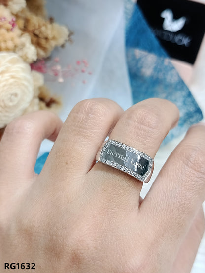 Madduckjewels แหวนทองขาวแท้ 9K (37.5%) CZ / โมอิส (Moissanite) / เพชร Lab Grown ชุบโรเดียม แหวนแต่งงาน แหวนหมั้น RG1632-W09