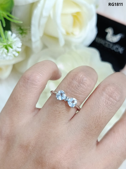 Heart Cubic Zirconia / Sterling Silver 925 Ring / Rhodium plated Nickel-Free / MadDuckJewels RG1811
