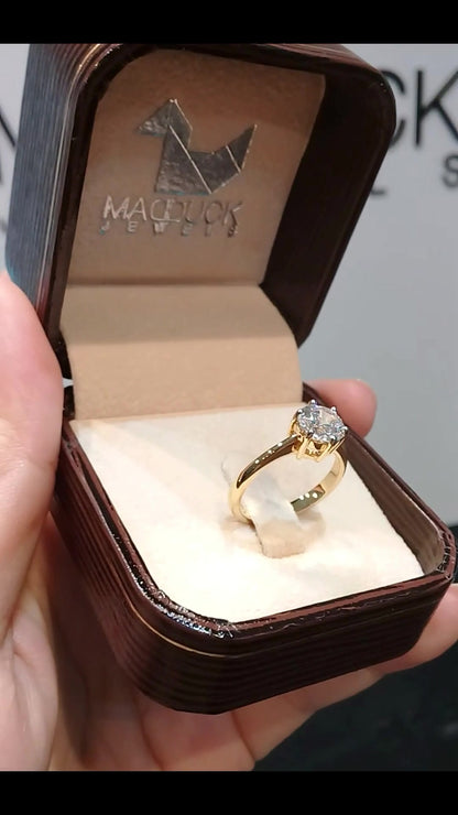 Madduckjewels แหวนทองคำแท้ 18K (ทอง 75%) CZ / โมอิส (Moissanite) / เพชร Lab Grown แหวนแต่งงาน แหวนหมั้น RG1416-Y18