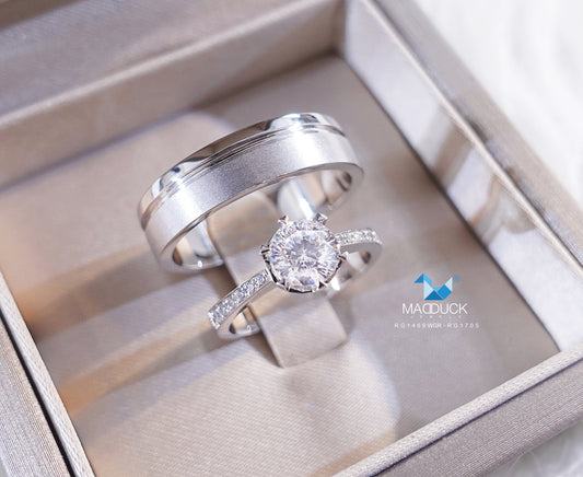 MadDuckJewels แหวนเงินแท้ เพชร CZ ชุบโรเดียม RG1469WGR-RG1705