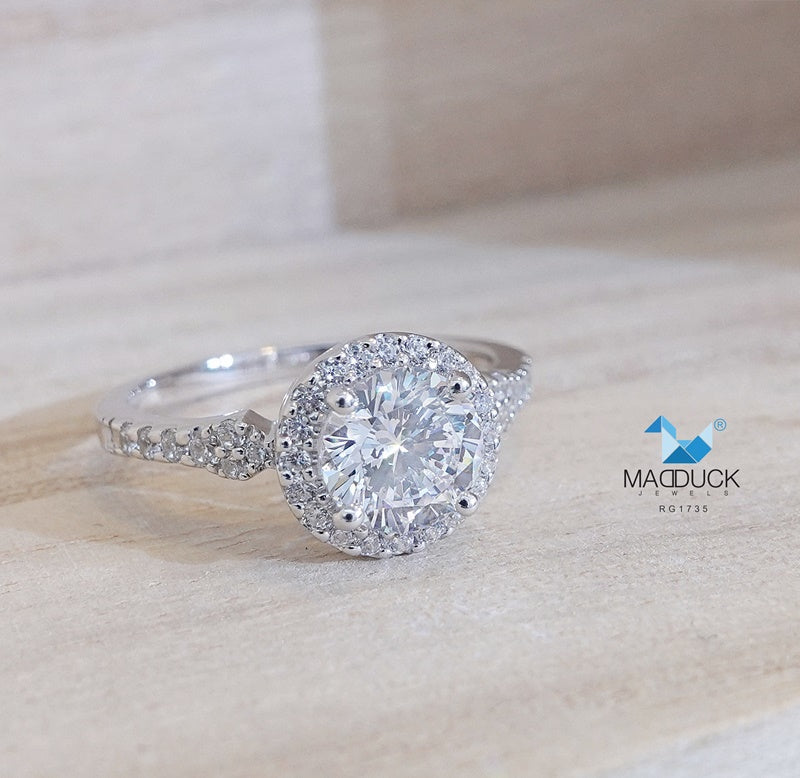 Cubiz Zirconia Sterling Silver 925 couple Rings with Rhodium plated / RG2101-RG1735