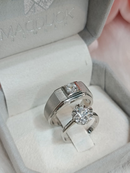 Cubiz Zirconia Sterling Silver 925 couple Rings with Rhodium plated / RG1826WGR-RG1703