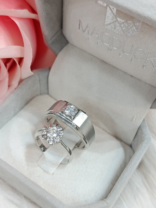 Madduckjewels แหวนเงินแท้ เพชร CZ ชุบโรเดียม RG1826WGR-RG1703