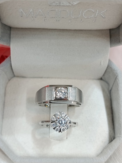 Cubiz Zirconia Sterling Silver 925 couple Rings with Rhodium plated / RG1826WGR-RG1703