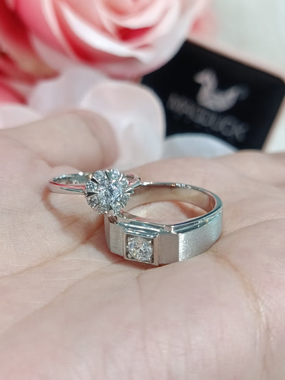 Cubiz Zirconia Sterling Silver 925 couple Rings with Rhodium plated / RG1826WGR-RG1703
