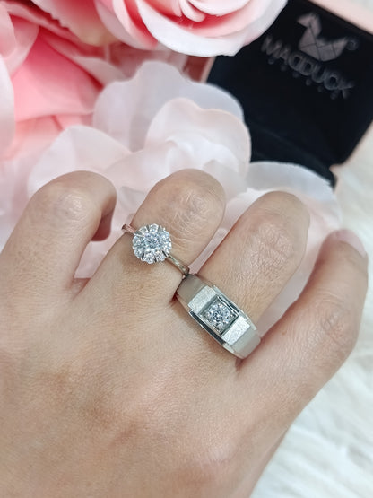Cubiz Zirconia Sterling Silver 925 couple Rings with Rhodium plated / RG1826WGR-RG1703