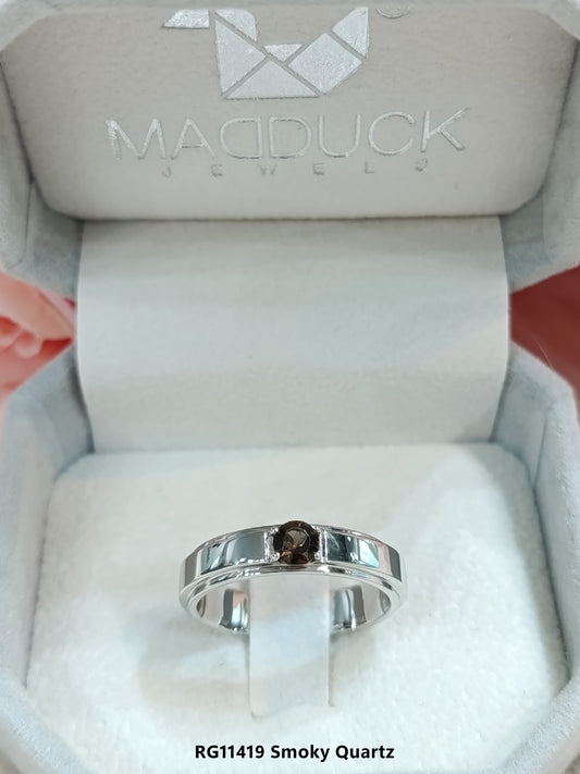 Madduckjewels | แหวนพลอยแท้ สโมคกี้ควอตซ์ Smoky quartz | เงินแท้ 925 ชุบโรเดียม | RG1419sm