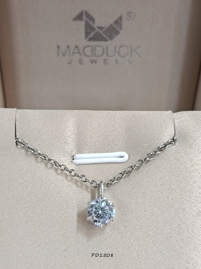 Madduck Jewels Sterling Silver CZ Pendant with Rhodium Plating and Titanium Necklace PD1508