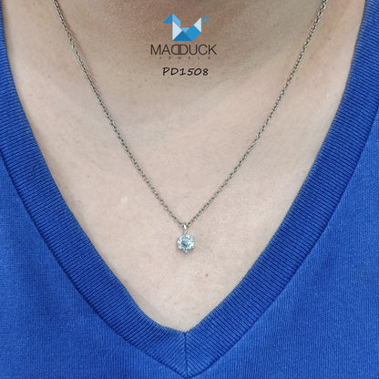 Madduck Jewels Sterling Silver CZ Pendant with Rhodium Plating and Titanium Necklace PD1508