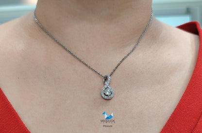 Madduck Jewels Sterling Silver CZ Pendant with Rhodium Plating and Titanium Necklace PD2104