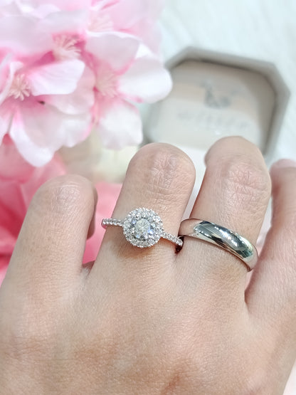 Cubiz Zirconia Sterling Silver 925 couple Rings with Rhodium plated / RG1405-RG1563