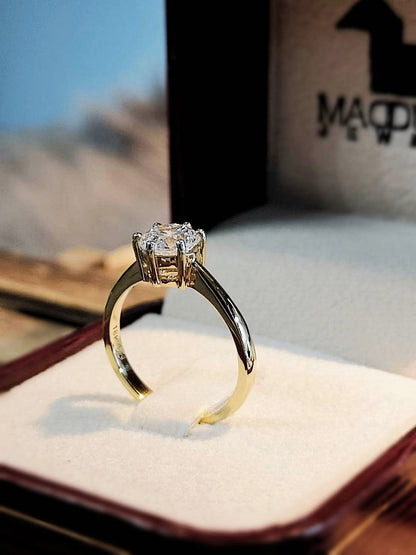 Madduckjewels แหวนทองคำแท้ 18K (ทอง 75%) CZ / โมอิส (Moissanite) / เพชร Lab Grown แหวนแต่งงาน แหวนหมั้น RG1416-Y18