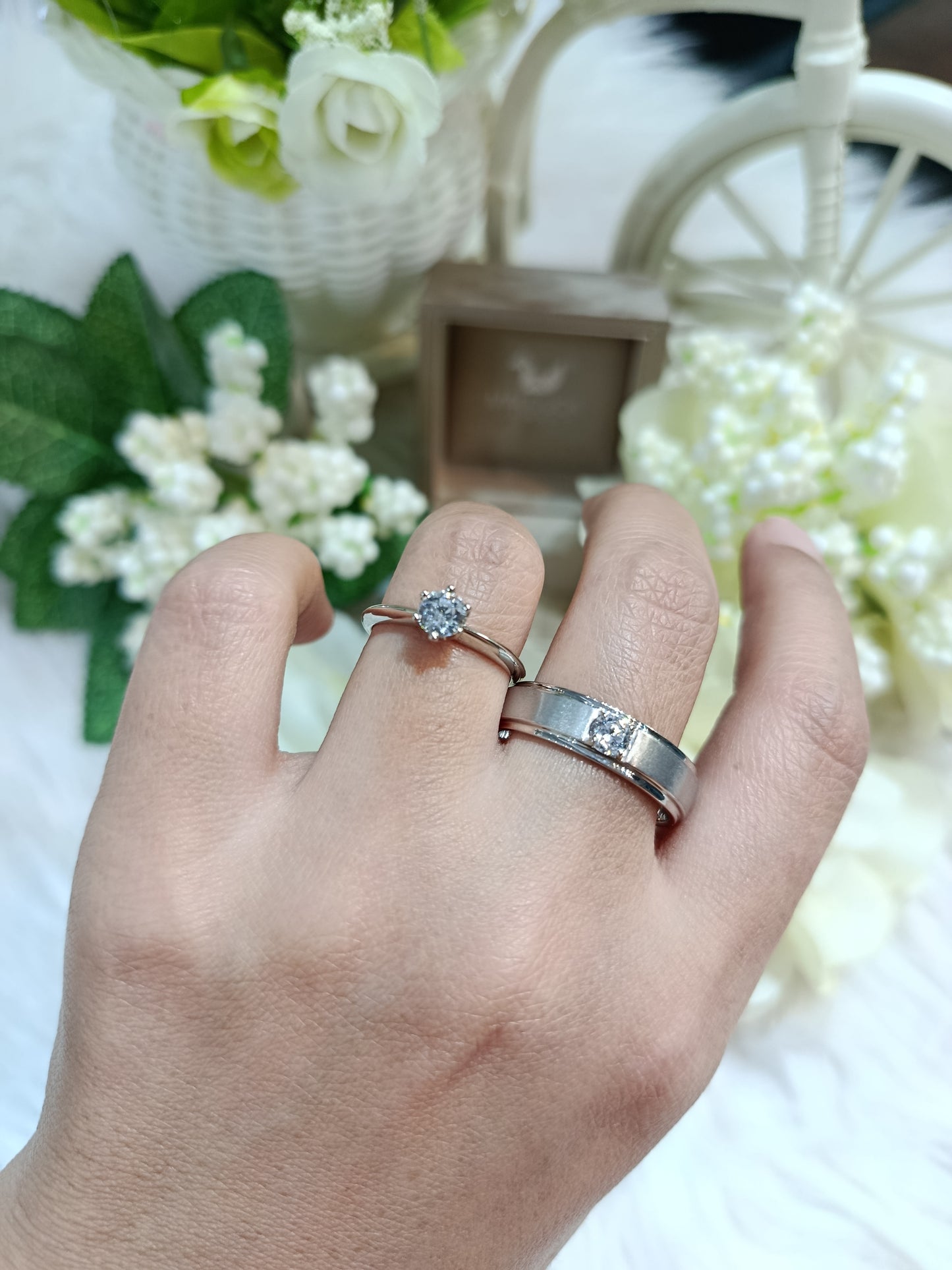 Madduckjewels แหวนเงินแท้ เพชร CZ ชุบโรเดียม RG1418WGR-RG1544