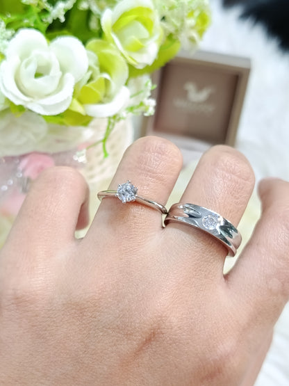 Cubiz Zirconia Sterling Silver 925 couple Rings with Rhodium plated / RG1520-RG1544